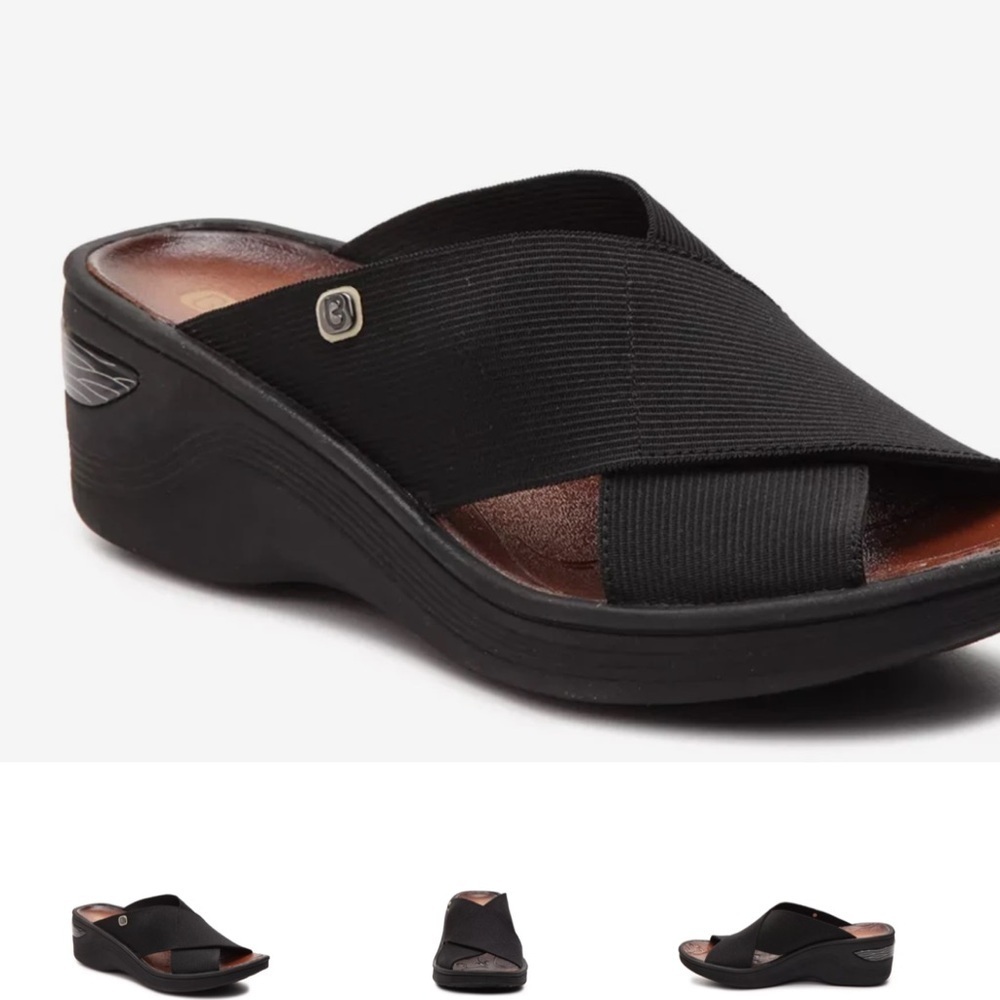 Bzees Black Crossband Wedge Sandals - Picture 4 of 7